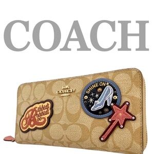 Coach Tan Wallet with Colorful Patches